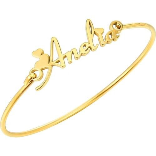 Noelia Personalized Custom Name Bracelet Stainless Steel Heart Custom Bracelet & Bangle Wholesale Hot Sale Mom Family Jewelry