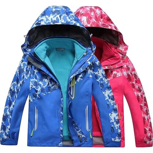 Fonoun Children Hiking Jackets Softshell Waterproof Breathable Scratch Resistant Winter Warm Keep FN1508