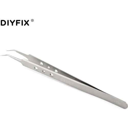 DIYFIX Precision Electronic Tweezers Anti-Static Clips Curved Tips Forceps for Phone Repair Eyelash Extension Hand Tools Set