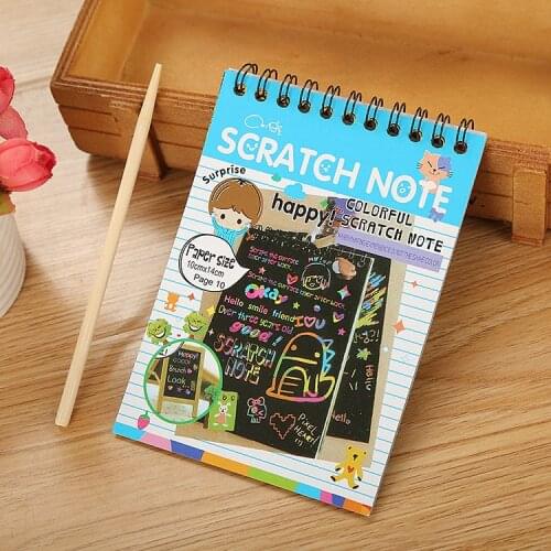 Ellen Brook 1 PCS Color Scratch Note Black Cardboard Creative DIY Draw Sketch Notes for Kid Notebook Drawing Toy School Supplies