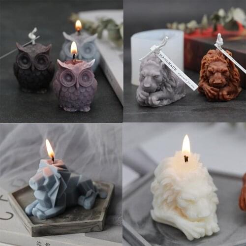Handmade Candle Mold Candle Making Mould Wax Silicone Stencil Soap Lion Owl