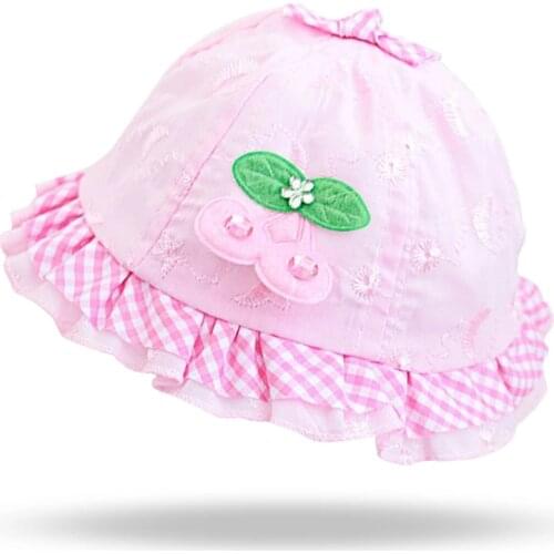 Cotton Summer Spring Children Panama Hat Baby Girls Fisherman Hats Kids Girl Cute Cherry Hat Fashion Floral Baby Bucket Sun Hat