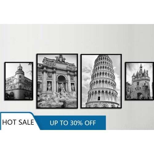 Italy Colosseo Pisa Leaning Tower Building Nordic Wall Art Canvas Painting Poster Print Wall Decor For Aesthetic Home Decoration