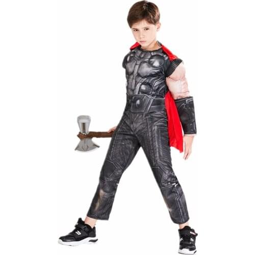 Boy Thor Cosplay Costume Movie Fantasy Infinity War Thor Hammer/LED Axe Halloween Party Props