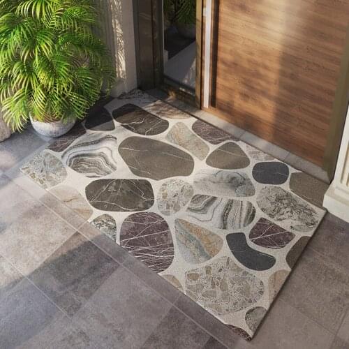 PVC Entrance Doormat Indoor Outdoor Antiwear Ant Slip Bathroom Carpet Rugs Vivid Stone Printed Hallway Welcome Door Floor Mats