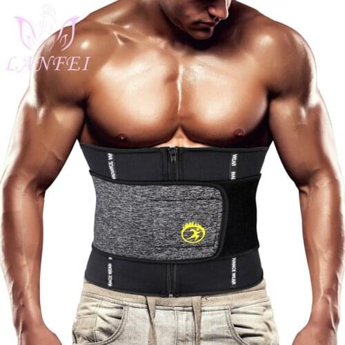 LANFEI Hot Neoprene Body Shaper Waist Trainer Belt Sauna Slimming Tummy Control Strap Men Sport Fitness Sweat Corset Fat Burner