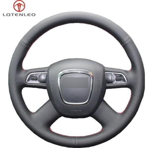 LQTENLEO Black PU Artificial Leather Car Steering Wheel Cover for Audi A4 (B8) 2004-2012 A6 (C6) 2004-2011