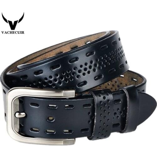 VACHECUIR 2017 high quality cow genuine luxury leather men belts for men,strap male pin buckle cinto masculino 100-135cm Q3