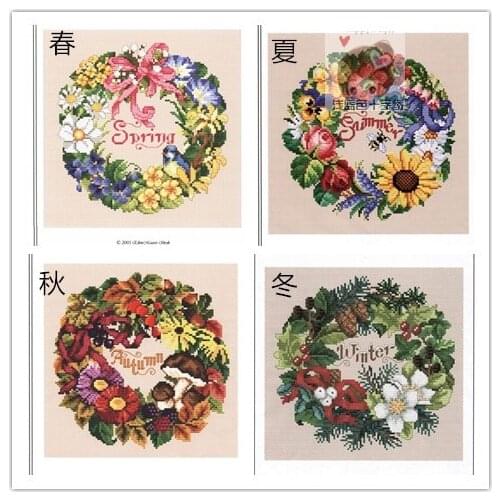 Counted Cross Stitch Kit Cross Stitch DIY Needlework Counted Chinese Cross-stitch Kits For Embroidery Crafts seasons hoop