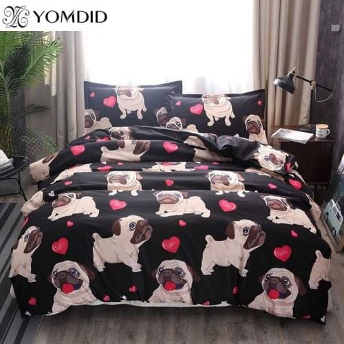 Bull Dog Printing Duvet Cover Sets Polyester Plain Printed Bedding Set Cute Puppy Duvet Cover With Pillowcases Home Bedding Set