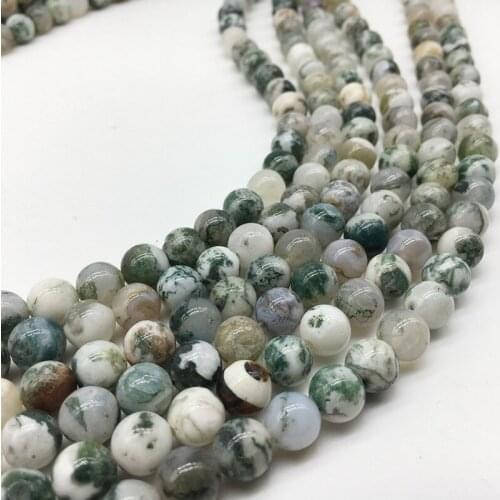 Natural Stone Tree Agates Onxy Round Loose Beads for Jewelry Making Gift Bracelet 4mm 6mm 8mm 10mm