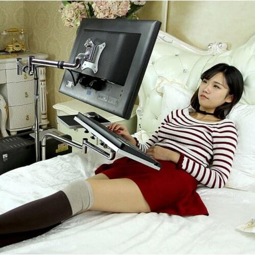 OK611 Bedside Moving Laptop Stand Adjustable Sofa Computer Monitor Holder Mount + Keyboard Holder Rotating Laptop Table Lapdesks