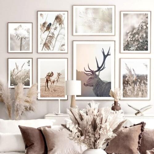 Coastal Reed Grass Dandelion Stairs Deer Camel Wall Art Canvas Painting Nordic Posters And Prints Decor Pictures For Living Room