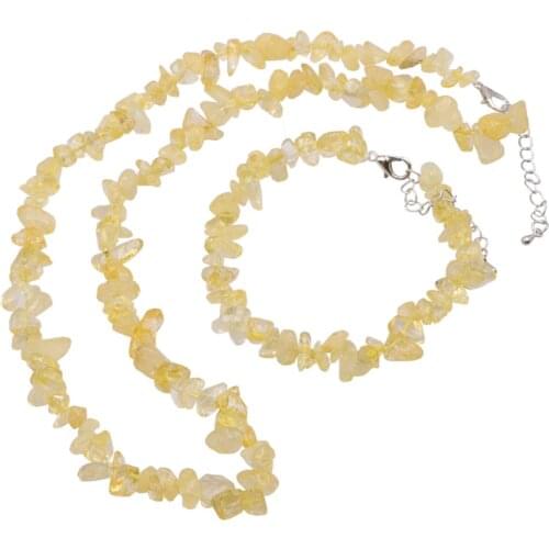 Romance Natural Yellow Crystal Chips Beads Irregular Stone Chokers Necklaces Bracelet Women Yoga Healing Jewelry Gift Y1082