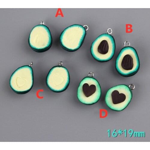 Fruit Avocado Resin Charms 10pcs/Lot Kawaii Resin Cabochon Decorated DIY Jewelry Necklace Pendant Bracelet Earring Craft 16*19mm