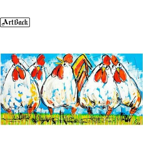 Full square / round drill cartoon 5d diy diamond painting chicken watercolor diamond embroidery 3d colorful animal