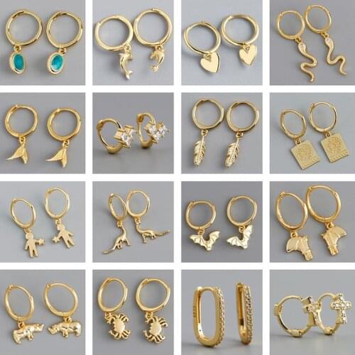 PONYKISS Trendy S925 Sterling Silver Animals geometry Letter Huggie Hoop Earrings for Women Party Fine Jewelry chic Accessory