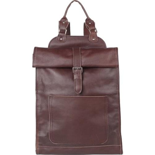 Genuine leather unisex casual backpack handmade large soft laptop bags