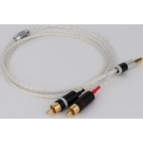 Preffair Top-rated Pure Silver 4.4mm To 2RCA Plugs Audio Upgrade Cable Replacement For Digital Audio Player NW-WM1A, NW-WM1Z