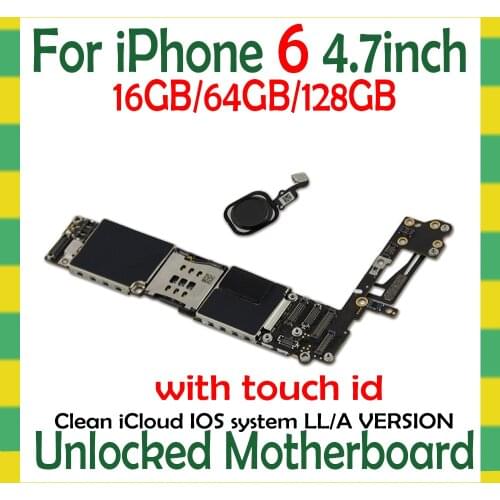 Unlocked for iphone 6 Motherboard with/without Touch ID for iphone 6 Logic Boards with IOS Fingerprint function