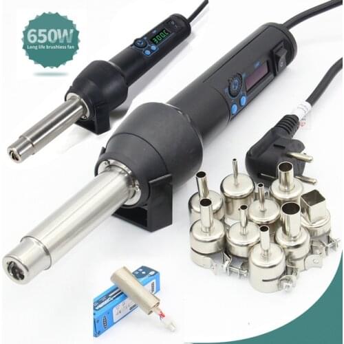 Riesba 8018LCD 650W LCD Adjustable Electronic Heat Hot Air Gun Desoldering Soldering Station IC SMD BGA Nozzle 8858