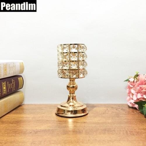 PEANDIM Romantic Ideas For Wedding Centerpieces Decor Bars Gold Candlestick Metal Candle Lantern Tealight Candle Votive Holders