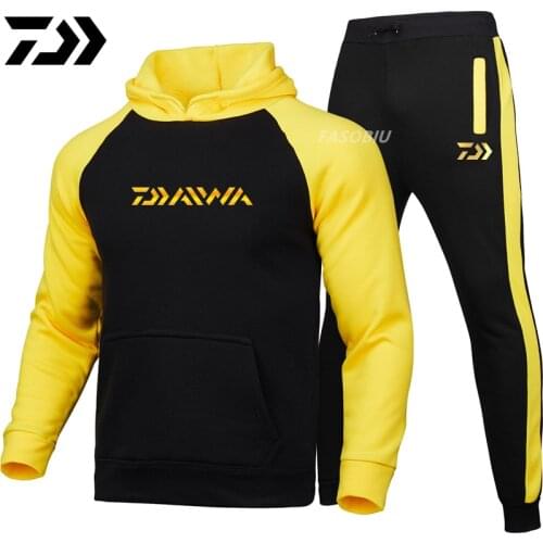 Daiwa Fishing Suit Men Hoodie Fishing Sweatshirt Thickening Fishing Shirt Long Sleeve Sports Wear Fishing Pants Outdoor Trousers