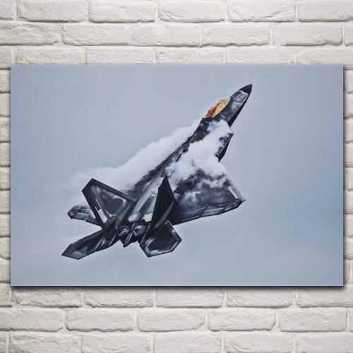 Super aircraft f 22 raptor fighter combat jet plane living room home wall art decor wood frame fabric poster KN874