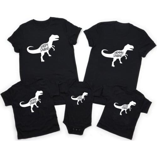 Family Look Outfits Mommy Daddy Brother Sister Baby Saurus Family Matching T-shirts Funny Dinosaur Dad Mom and Me Clothes