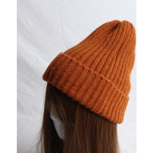 Wool hat female autumn and winter new mohair curling solid color outdoor wild knitted hat male cold hat tide H77