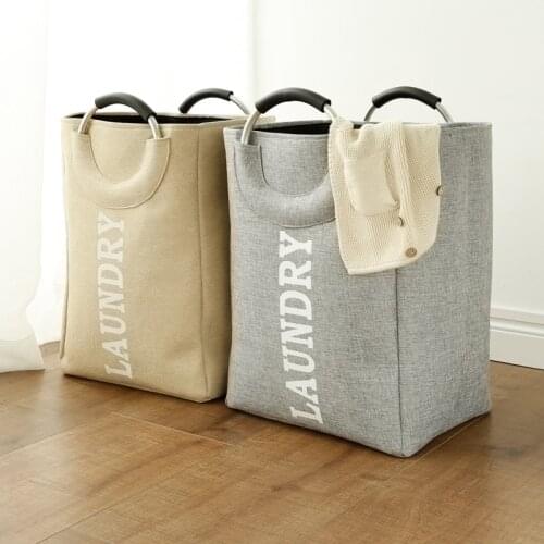 Foldable Linen Laundry Hamper Basket Clothes Storage Bag Sorter Bin Storage Baskets