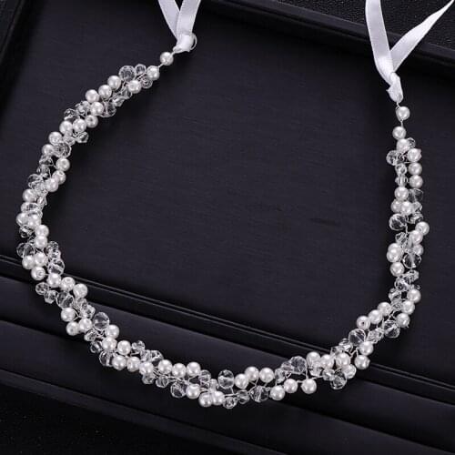 Handmade Silve Imitation Pearl Wedding Headband tiara Bridal Headpiece Hairband Women Hair Jewelry Wedding Hair Accessories
