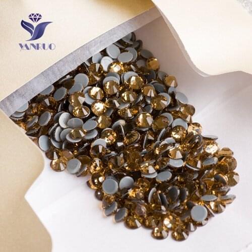 YANRUO 2058HF SS20 4.6-4.8mm Lt Colorado Topaz Iron On Clothes Strass Hotfix Crystals Glass Stones Rhinestones