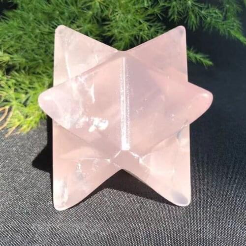 1PC 100-110G Natural Rose Quartz Crystal, Hand Carved Mercaba.Spiritual Healing Stones And Home Decor