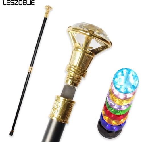 10 Colors Luxury Diamond Gold Handle Man Decorative Walking Cane Women Party Fashionable Walking Canes Crystal Wedding Stick