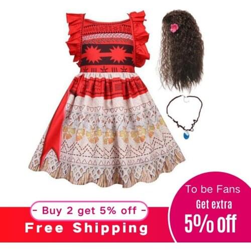 2020 Kids Princess Costume Dresses With Necklace Wig Girls Dress Kids Adventure Outfit Kids Party Princess Cosplay