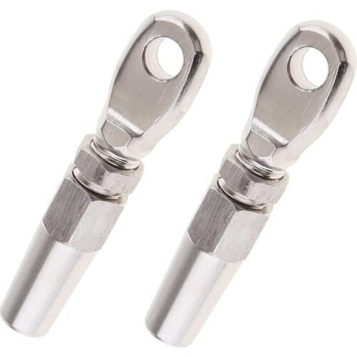 2x 4mm 316 Stainless Steel Wire Rope Swageless Eye Terminal End Compression