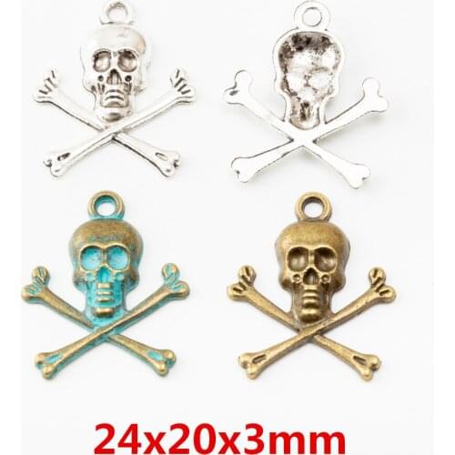 30 pcs Vintage Ancient skull zinc alloy charms pendant suitable for DIY Bracelet Necklace metal jewelry accessories 6121