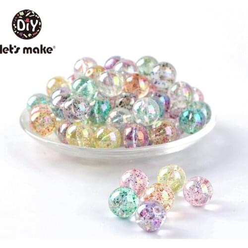 Lets Make 50pcs Baby Teether 15mm Acrylic Round Beads DIY Colorful Sequins Beads Baby Care Necklace Beads Baby Toys