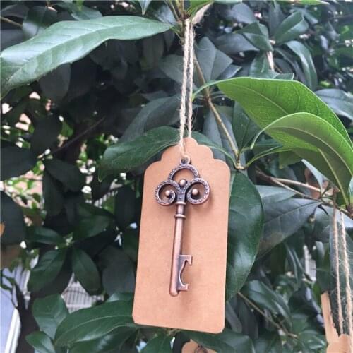 50pcs Wedding Souvenirs Skeleton Bottle Opener+Tags+Rope Wedding Favors and Gifts for Guest Party Favors Festive Party Supplies