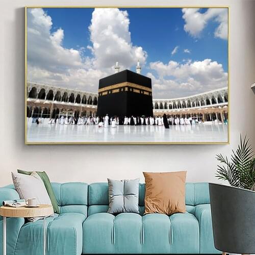 Great Mosque Of Mecca Islamic Building Hajj Poster And Prints Painting Art On Canvas Wall Picture For Muslim Home Decoration