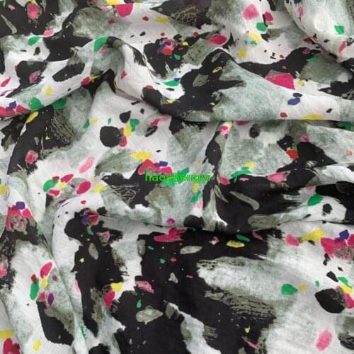 Brand high-count yarn pure ramie digital printed fabric summer apparel fabric
