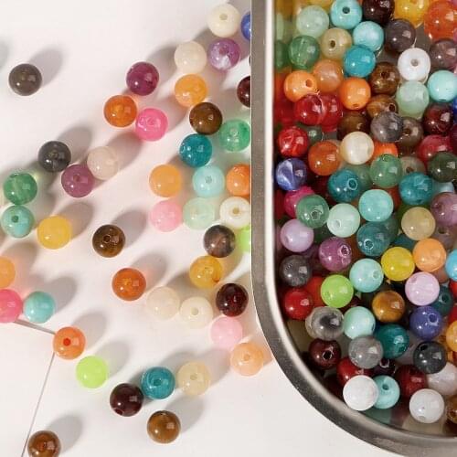 18 Colors 6/8/10mm Acrylic Beads Cloud Effect Colorful Spacer Loose Beads Craft DIY Bracelet Jewelry Findings Making Accessories