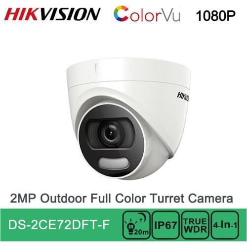 DS-2CE72DFT-F Hikvision Turbo HD 1080P 2MP ColorVu IR Dome Camera TVI/AHD/CVI/CVBS 4 In 1 IP67 OSD Waterproof Full Time Color