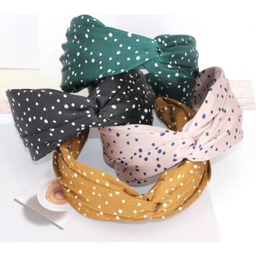 Elastic Women Wide Plastic Hair Hoop Cloth Beautiful Strip Headband Adjustable Soft 1PC 20 Colors Girls Cross Comfortable Dot