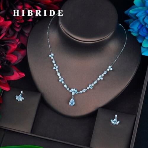 HIBRIDE Elegant Women Jewelry Sets Small Flower Shape Necklace And Earrin Necklace Set Wedding Party Gift N-662