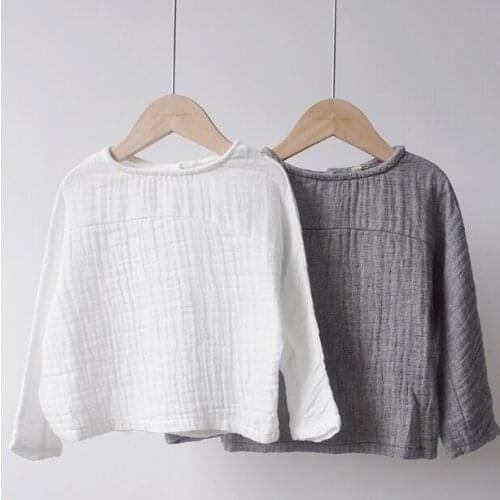 2021 new girls boys t shirt autumn cotton linen fashion kids top 2-7 years YU828