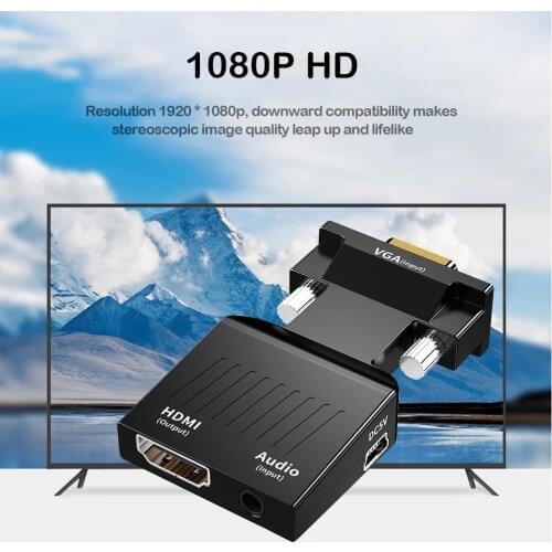 HW-2217 VGA To HDMI-compatible Converter With Audio VGA To HDMI-compatible VGA Male to HDMI-compatible for PC Laptop TV Box Proj
