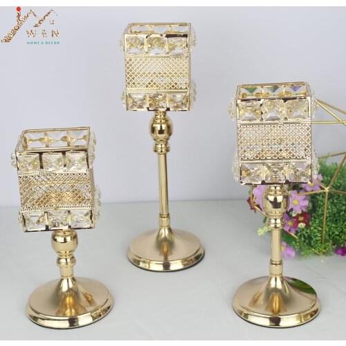 IMUWEN Metal Candle Holder Crystals Candle Stand Wedding Candelabra Party Centerpiece Home Candlestick Luxury Decoration