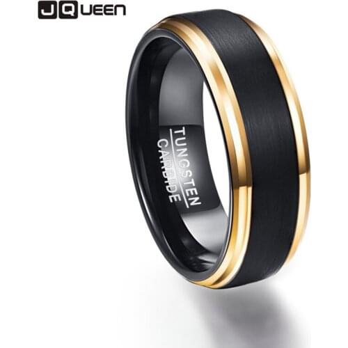 Party Ring Gold Color Edge Promise Band Men Rings 100% Tungsten Carbide Engagement Multi-size Anillos para hombres Pierscienie